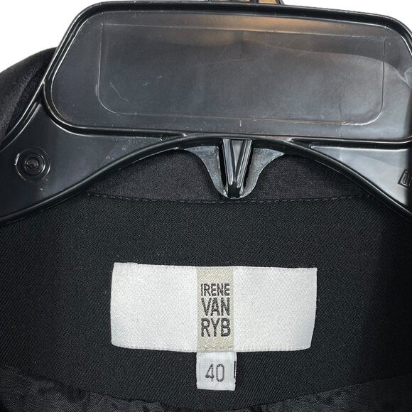 Irene Van RYB Blazer Womens 40 US 8 Black Satin Collar Wool Blend Three Button - Picture 3 of 11